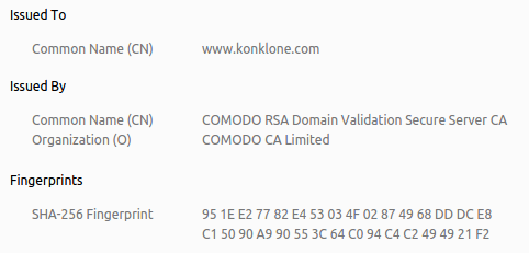 screengrab of more certificate information for konklone.com certificate-detail Why Google is Hurrying the Web to Kill SHA-1