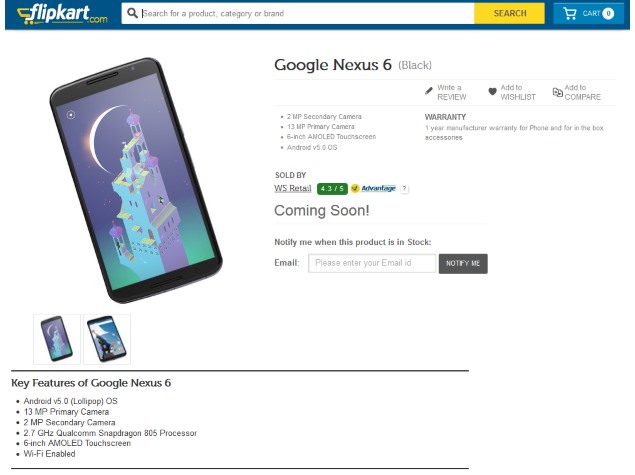 google_nexus_6_flipkart_list_screenshot Google Nexus 6 32GB Listed on Flipkart